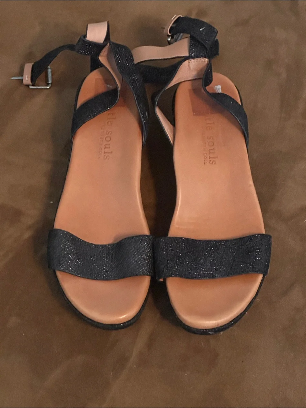 Kenneth Cole Black Glitter Platform Sandals